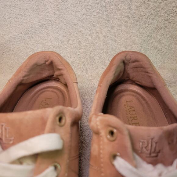 LAUREN RALPH LAUREN ANGELINE Beige Suede Women's Athletic Sneaker Shoe 8.5 - Picture 8 of 9